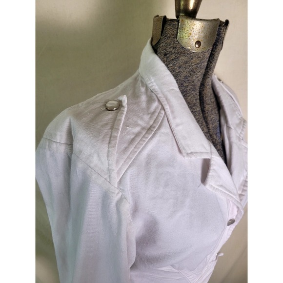 Vintage 80s All That Jazz‎ Midi Dress Tailored White Ruched Waist Button Up XS/S - Picture 4 of 16